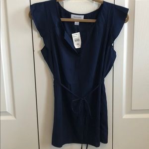 Maternity short sleeve navy blue blouse